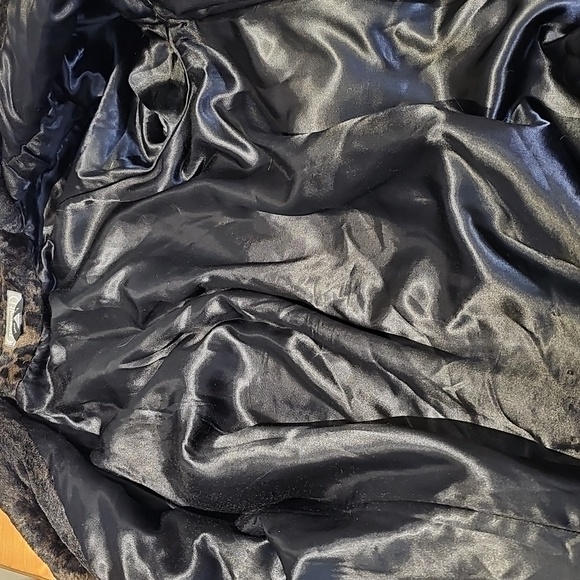 Vintage 80s Faux Fur Dark Leopard Print Swing Style Coat - Picture 10 of 13